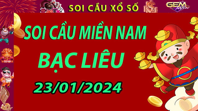 Soi cầu xổ số Bạc Liêu 23/01/2024 - Dự đoán XSMN cùng Gemwin