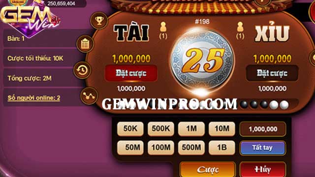 Game tài xỉu đổi thưởng tại Gemwin