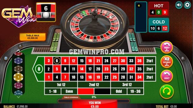 Một bàn chơi roulette online miễn phí được thiết kế